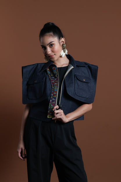 LAGING HANDA SQUARE JACKET DENIM IN KALINGA CORDILLERA EMBROIDERY