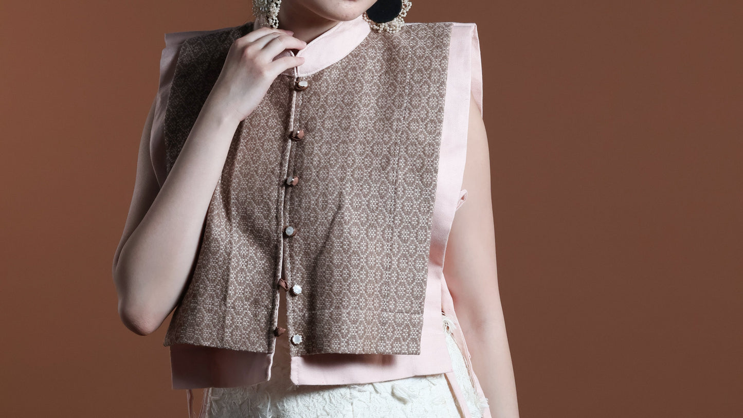 PINAGPALA BIB COFFEE BROWN KUNDIMAN WEAVE