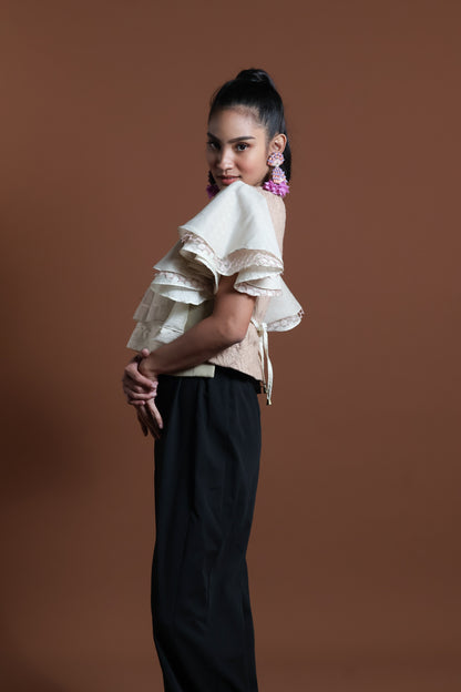 BONGGANG SLEEVES BIB IN EARTH WITH SUKSUK BARONG