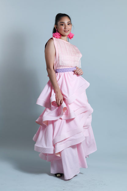 MALANDI WRAP SKIRT IN BLUSH PINK WITH INABEL BELT