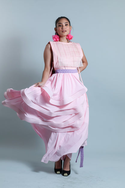 MALANDI WRAP SKIRT IN BLUSH PINK WITH INABEL BELT