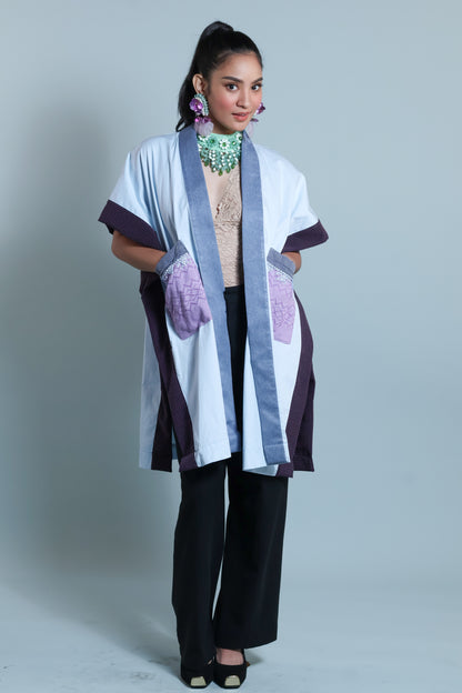 GLAMOROSA KIMONO-STYLE COVER UP IN POWDER BLUE