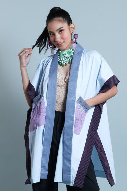 GLAMOROSA KIMONO-STYLE COVER UP IN POWDER BLUE