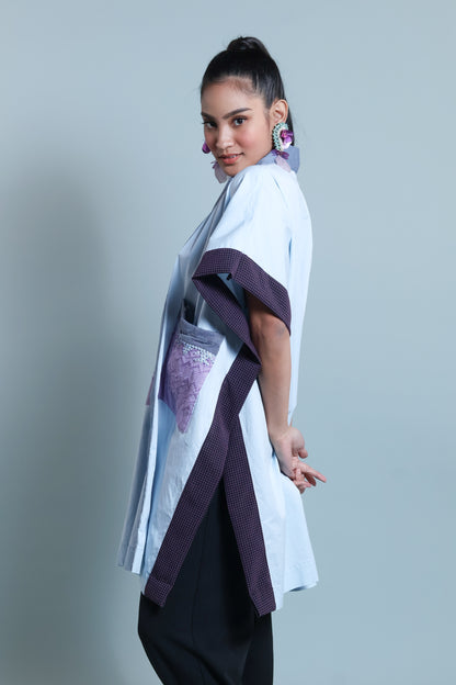GLAMOROSA KIMONO-STYLE COVER UP IN POWDER BLUE