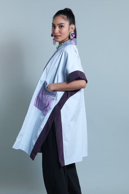 GLAMOROSA KIMONO-STYLE COVER UP IN POWDER BLUE