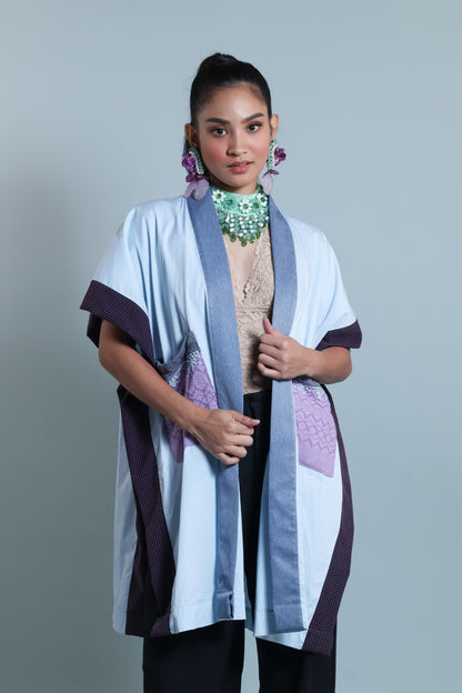 GLAMOROSA KIMONO-STYLE COVER UP IN POWDER BLUE