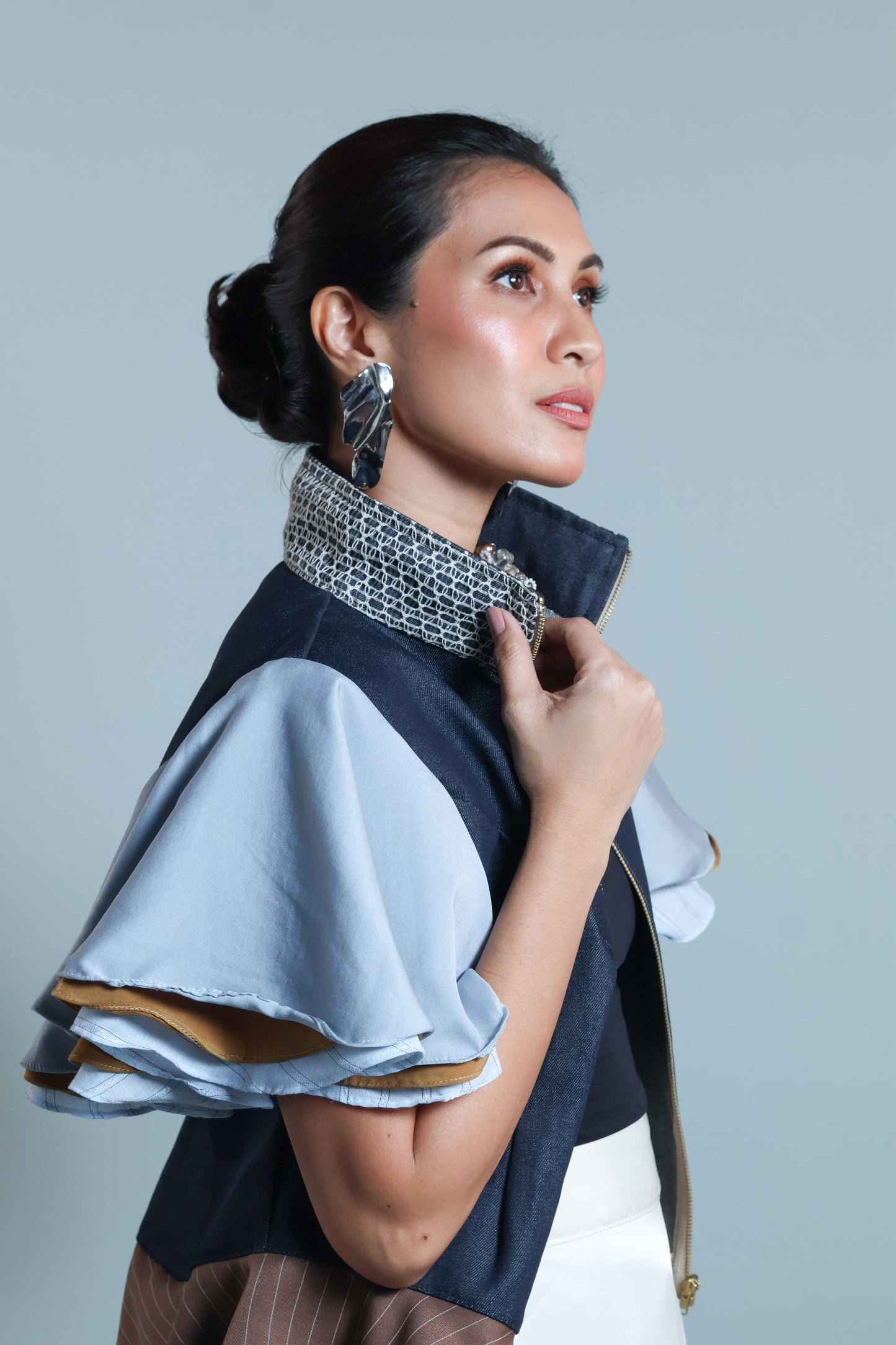 SHALAH DENIM JACKET WITH CALLADO COLLAR