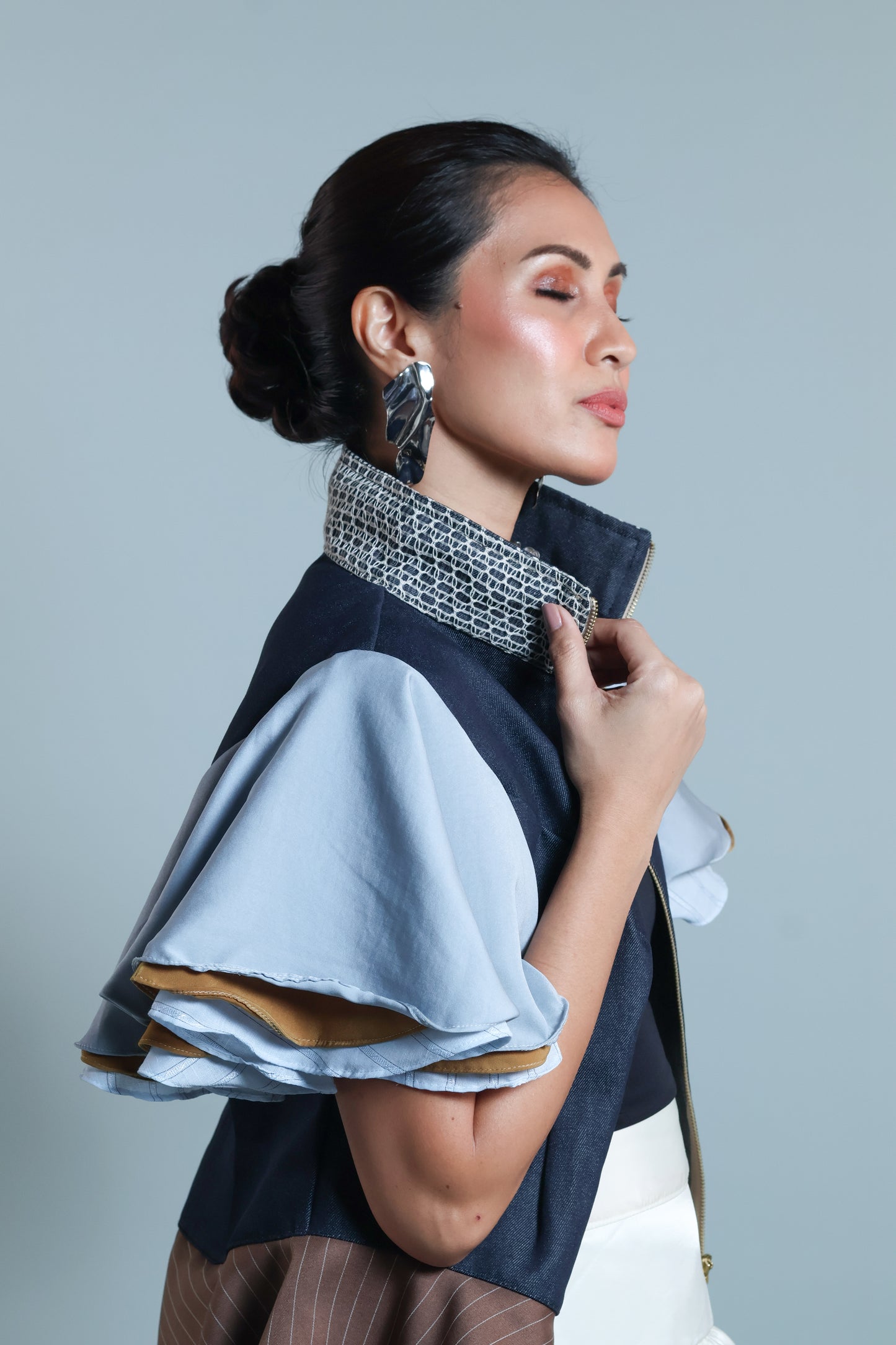 SHALAH DENIM JACKET WITH CALLADO COLLAR