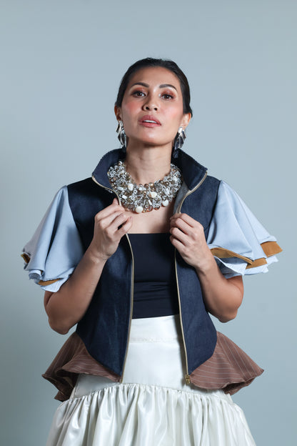 SHALAH DENIM JACKET WITH CALLADO COLLAR