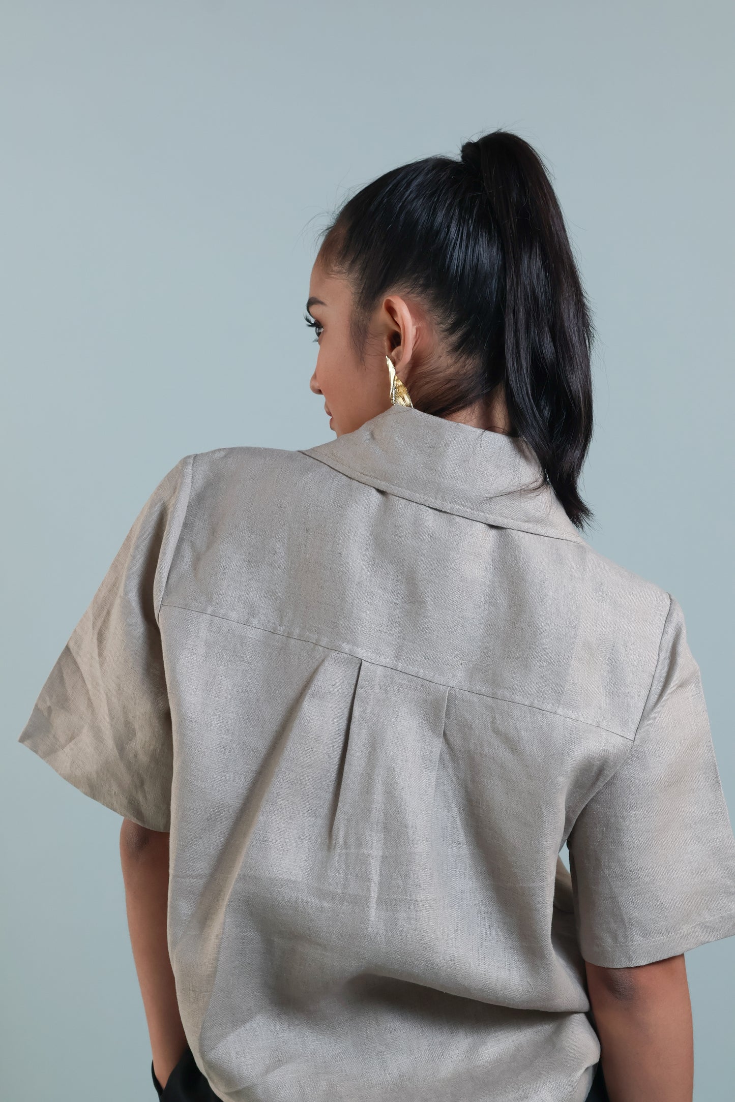 PUSONG INIWAN IN CREAM PURE LINEN WITH BARONG EMBROIDERY