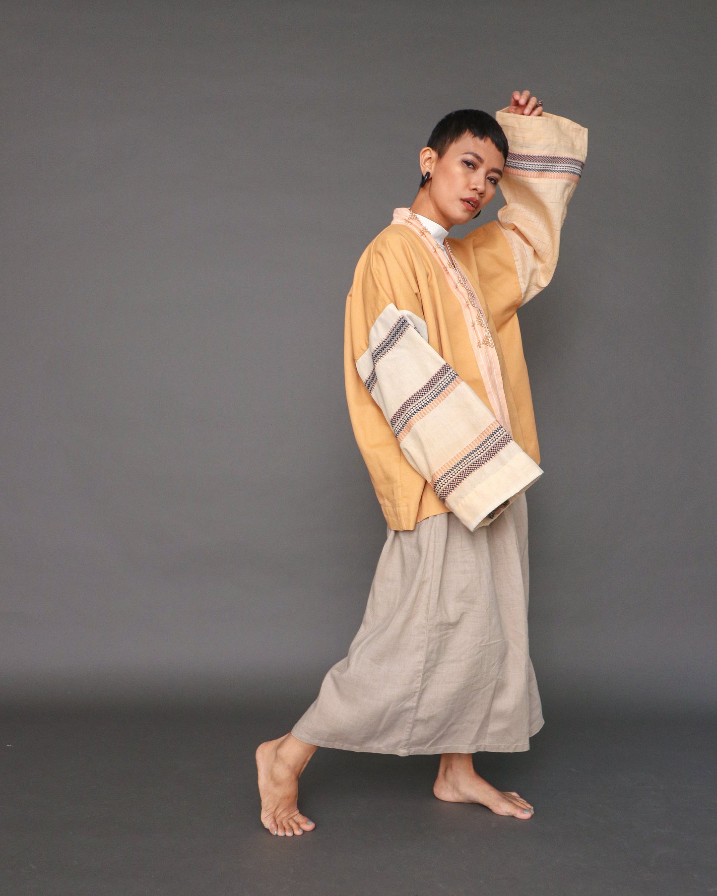 Gabing Mapayapa in Binakol and Contemporary Negros Weave in Mustard (2 Lines)