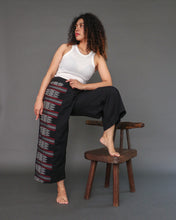 Load image into Gallery viewer, Magiliw Black Linen Pants with Cotton Inaul Weave of Tausug