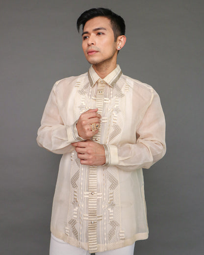 Gwapo! Premium Pina Barong for Men in Geometric Pattern by Berches