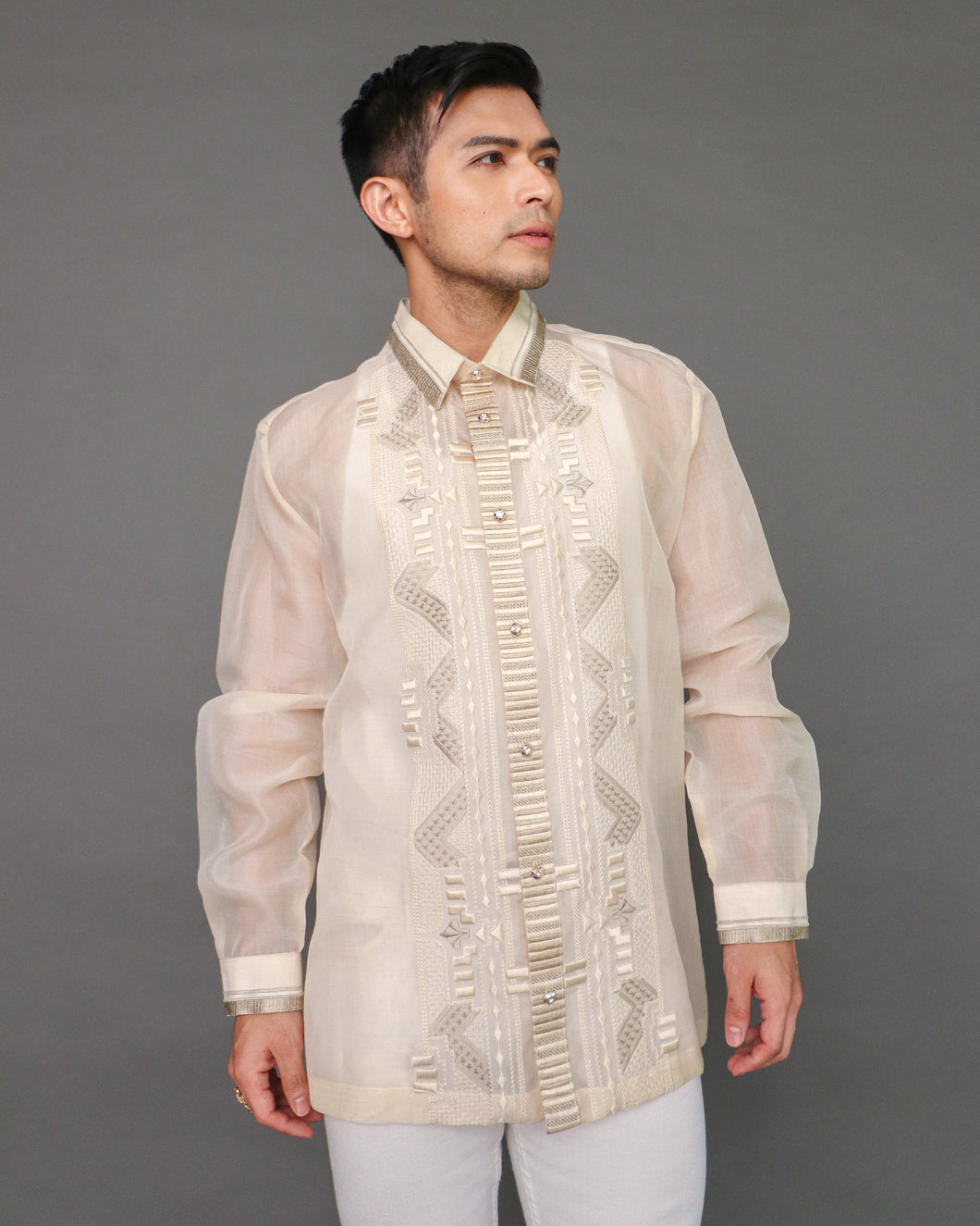 Gwapo! Premium Pina Barong for Men in Geometric Pattern by Berches