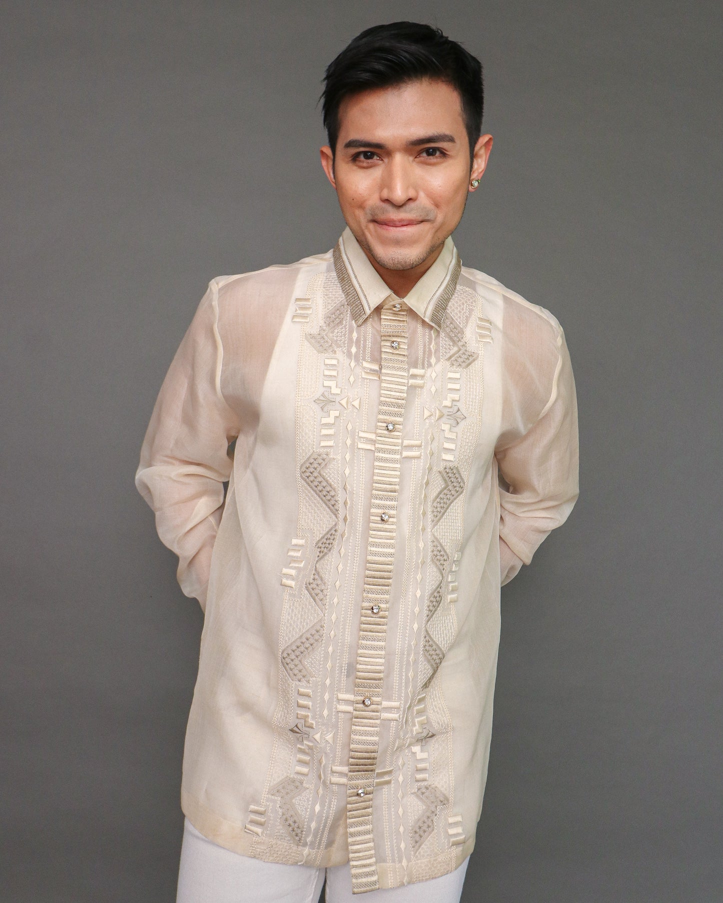 Gwapo! Premium Pina Barong for Men in Geometric Pattern by Berches