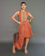 Load image into Gallery viewer, Ala-Ala Flowy Uneven Linen Dress in Rustic Earth