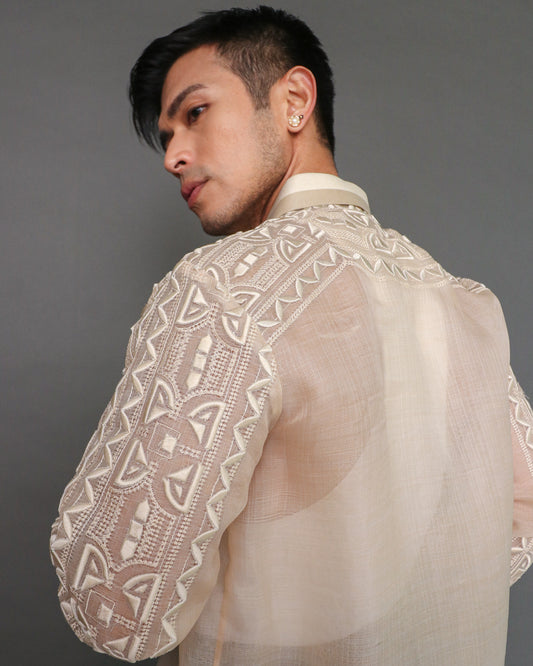 Matipuno Premium Pina Barong for Men in Geometric Pattern by Berches