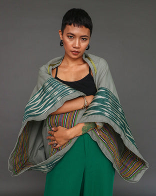 Queen of the South Poncho with Panaginip T'nalak Weaves in Green