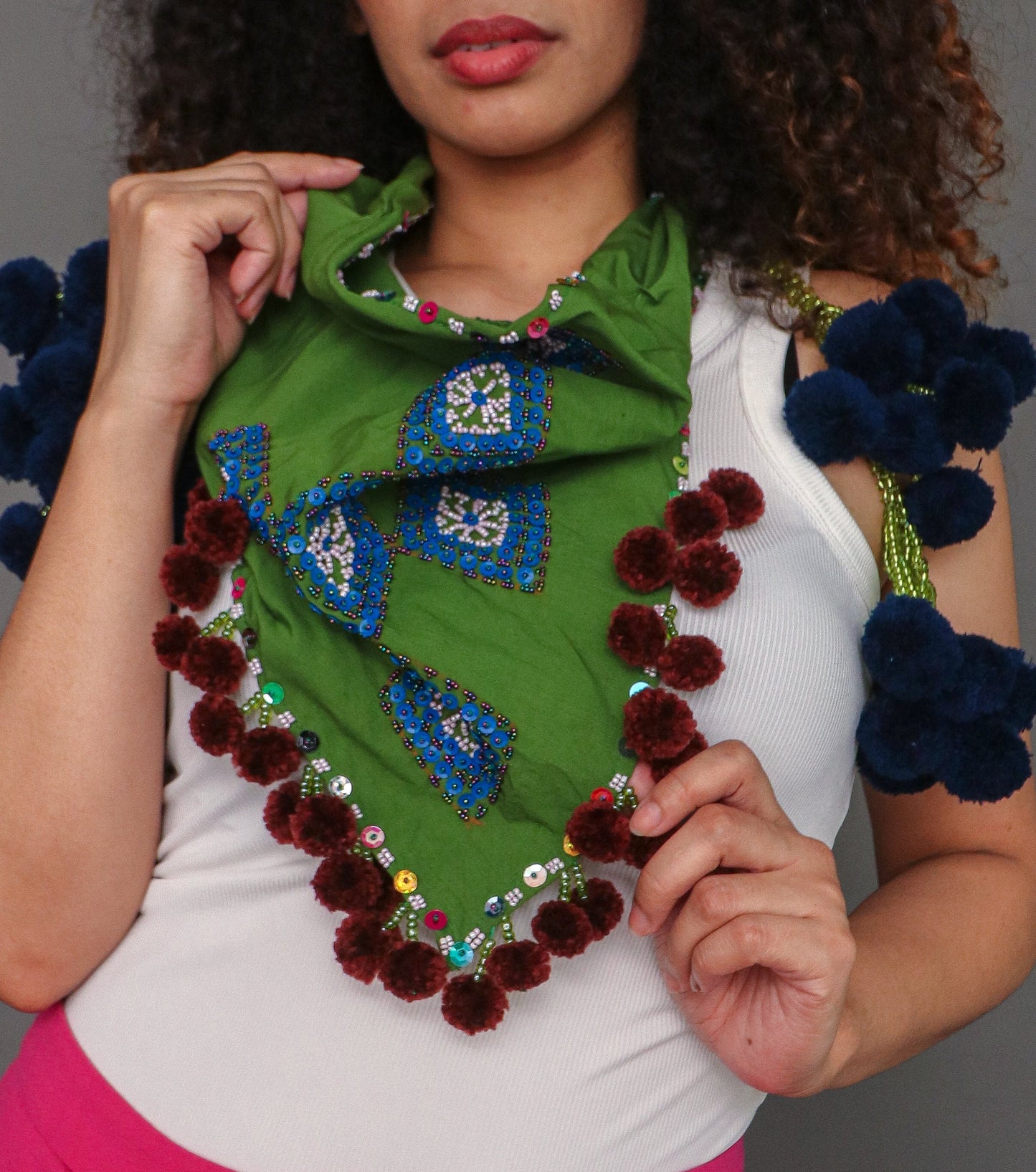 Tangkulo Scarf of Bagobo in Digos in Green & Brown