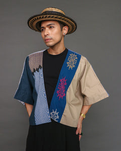 Bahaghari Sa Ulap Heritage Poncho in Stripes Linen and Inaul Weave