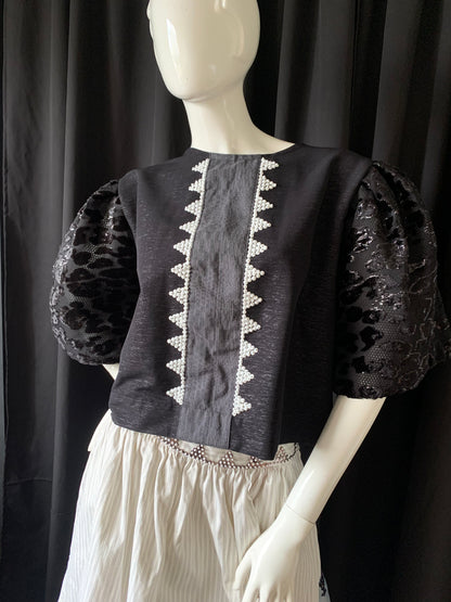 Blusang Itim in Silk Cocoon Sleeves