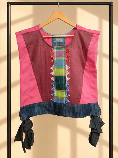 NINJA SA BILIS TOP IN MAROON  WITH PATADYONG AND BEADWORKS