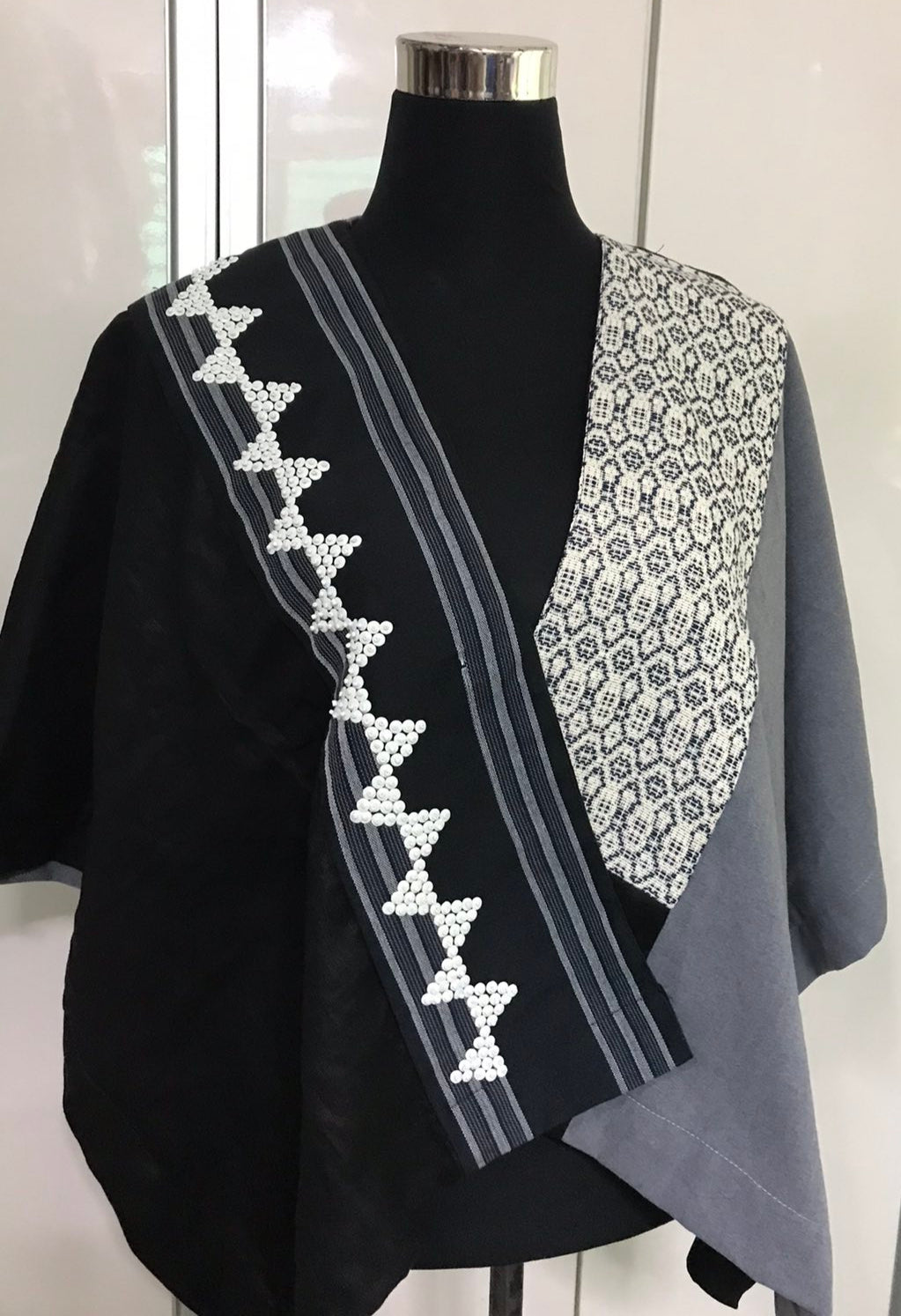 Heritage Poncho Black with Hand Embroidery