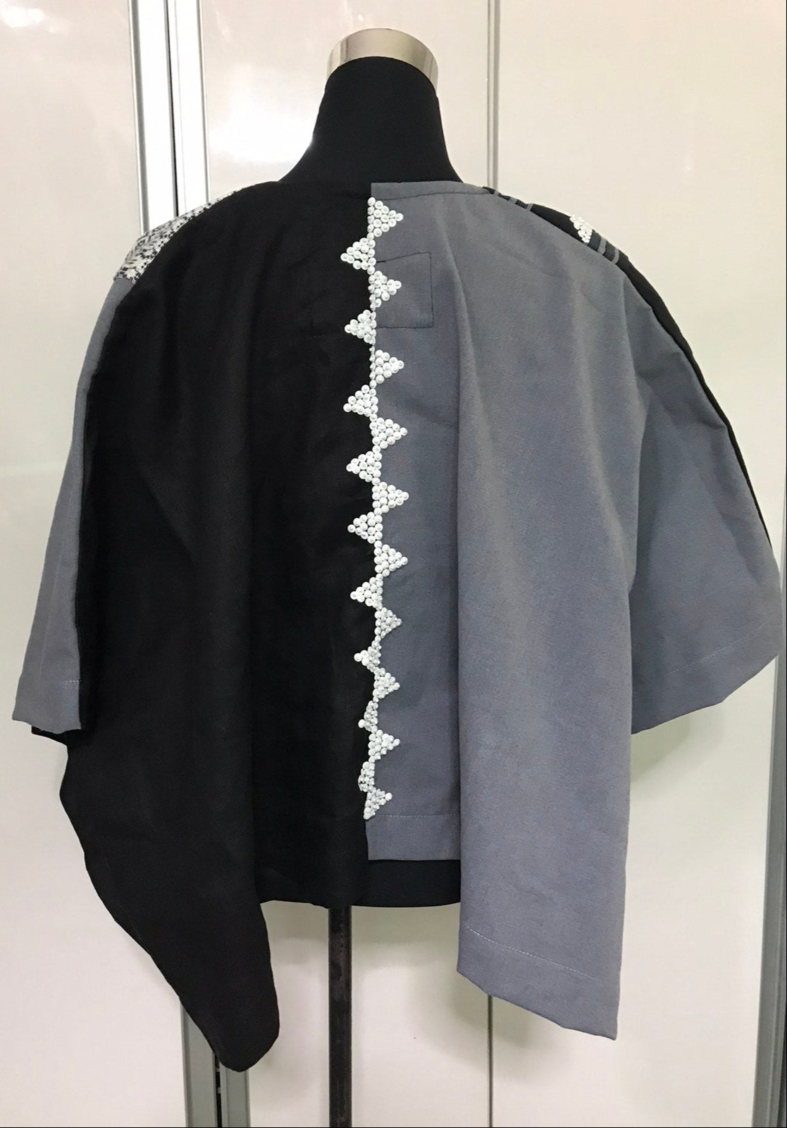 Heritage Poncho Black with Hand Embroidery