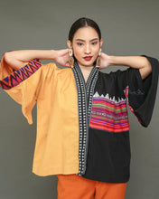 Load image into Gallery viewer, Aruga Samurai Kimono Poncho in Mustard &amp; Black