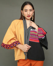 Load image into Gallery viewer, Aruga Samurai Kimono Poncho in Mustard &amp; Black