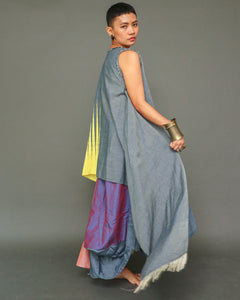 Lipad Long Poncho in 100% Abstract Negros Weave