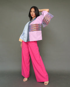 Aruga Samurai Kimono Poncho in Premium Pisyabit of Sulu in Pink