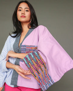 Aruga Samurai Kimono Poncho in Premium Pisyabit of Sulu in Pink