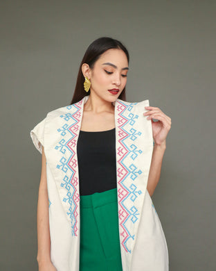 Marangal Trench Kimono with Deep Pockets and Hand Stitch by Tboli Tribe