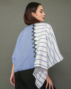 Bahaghari Sa Ulap Heritage Poncho in Stripes Linen and Inaul Weave