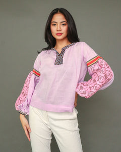 Himig Lilac Linen Top in Inabel Weave