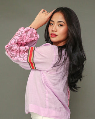 Himig Lilac Linen Top in Inabel Weave