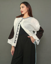 Load image into Gallery viewer, Hiraya White Linen Top with Oblong Sleeves in Inabel and Tboli Embroidery