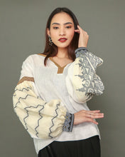Load image into Gallery viewer, Himig White Linen Top with Rare Inaul Weave of Zamboanga