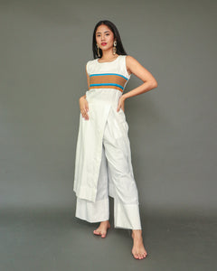 Long Slit Dress with Wide Pants Coords