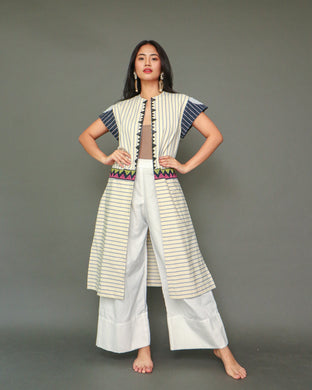 Magandang Dilag Stripes Kimono with Hand Embroidery and Pisyabit of Marawi