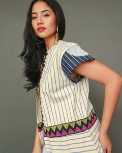 Magandang Dilag Stripes Kimono with Hand Embroidery and Pisyabit of Marawi