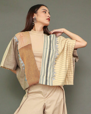 Heritage Poncho in Light Brown Earth Tones