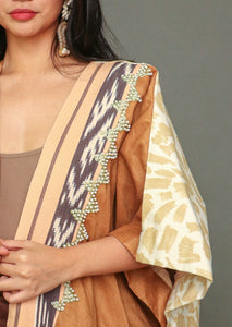 Heritiage Poncho with Ikat Weave and Lining in Bihirang Kulay
