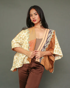 Heritiage Poncho with Ikat Weave and Lining in Bihirang Kulay