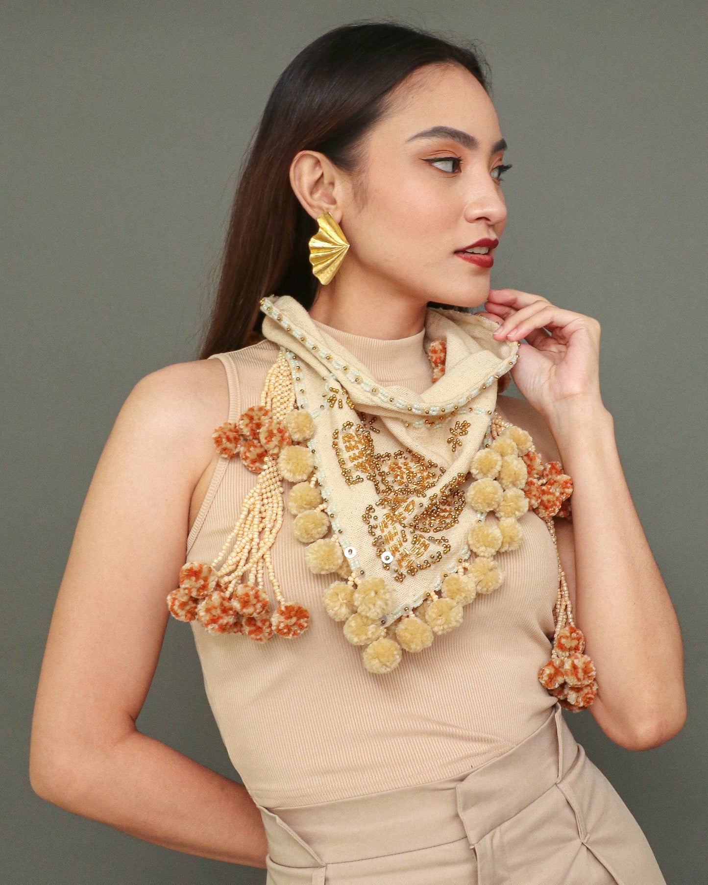 Tangkulo Scarf of Bagobo in Digos in Light Brown