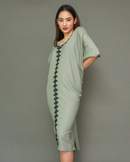 All Day Comfy Linen Dress in Olive Green