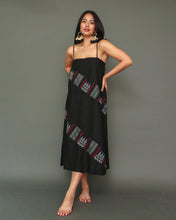 Load image into Gallery viewer, Gantimpala Black Linen Dress with Cotton Inaul Weave of Sulu