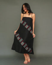 Load image into Gallery viewer, Gantimpala Black Linen Dress with Cotton Inaul Weave of Sulu