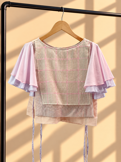 MARIPOSA BIB IN PINK WITH MALANDI SLEEVES AND SUKSUK PINK BARONG